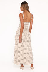 Sophina Midi Dress - Brown Polka Dot