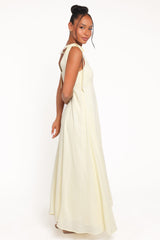 Valara Tie Shoulder Maxi Dress - Butter Yellow
