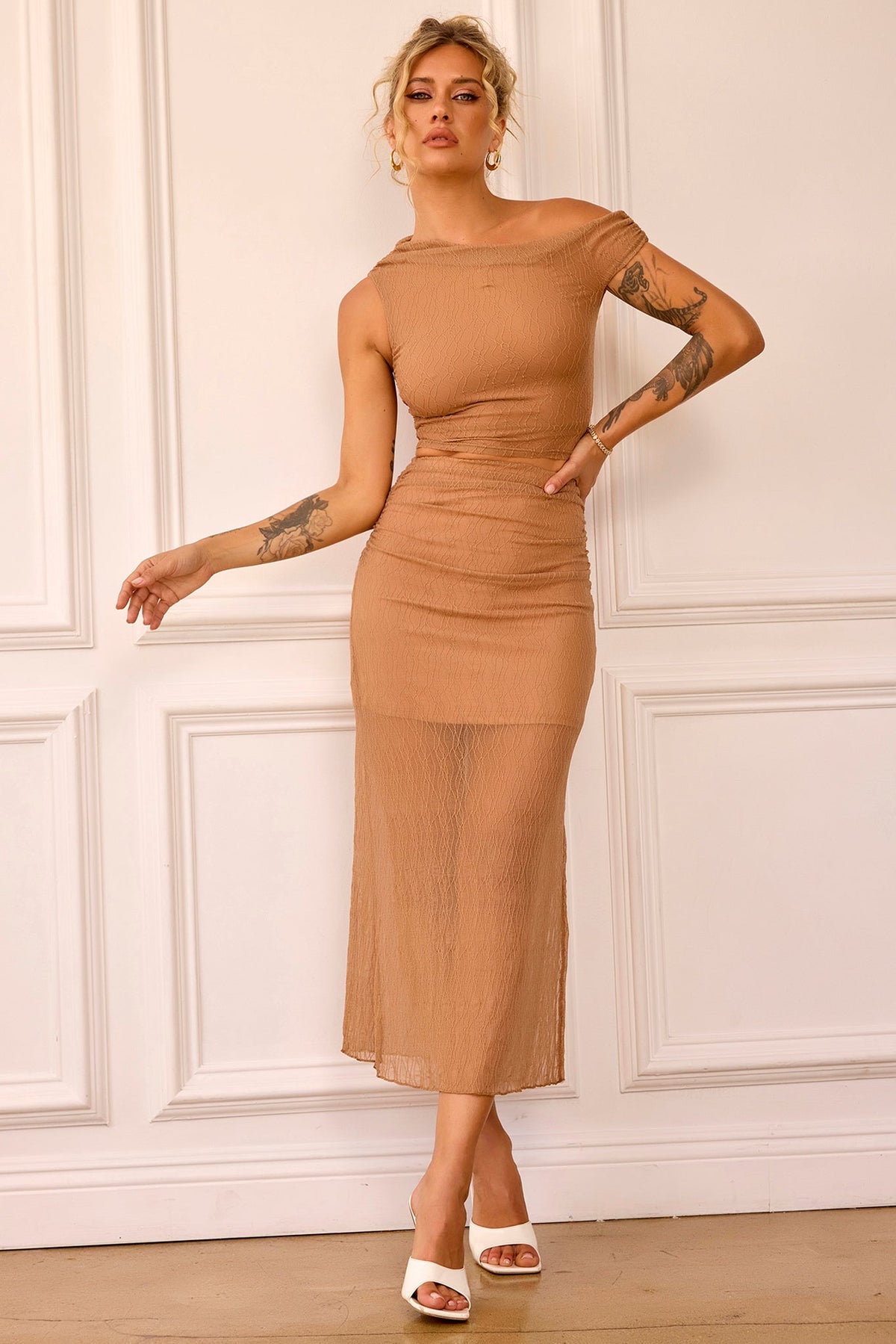 Stellar Midi Skirt - Camel