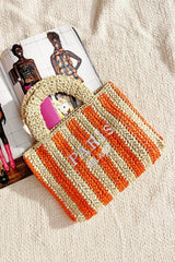 Sunset Stroll Raffia Bag - Orange Beige