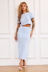 Waves Of Wonder Knit Crop Top - Pale Blue