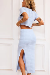 Waves Of Wonder Knit Crop Top - Pale Blue