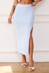 Waves Of Wonder Knit Midi Skirt - Pale Blue